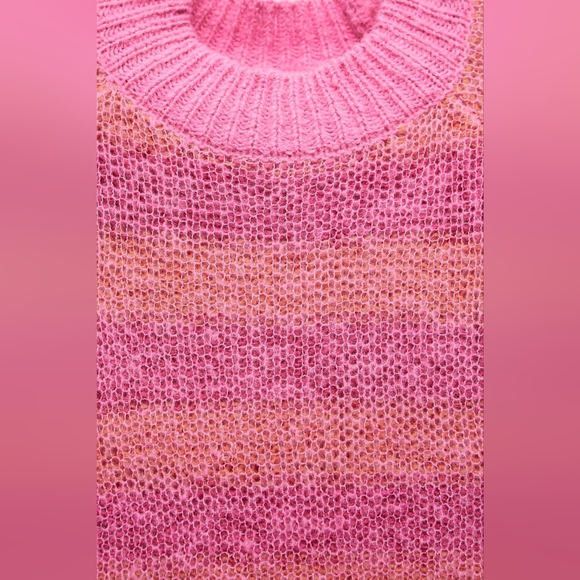 ZARA STRIPED CROP KNIT SWEATER - Picture 9 of 9